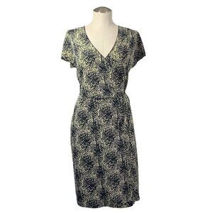 Kenneth Cole Split Sleeve Print Wrap Dress Khaki/Black, Sz Medium Style#QBMU2805